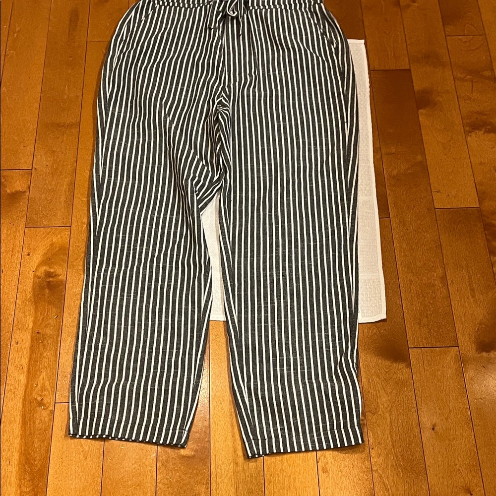 Men’s casual CoofandyStriped Black and White Chinos